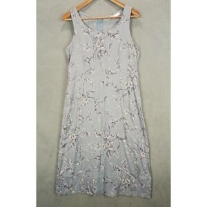 S. Roberts Midi Dress‎ Womens 11/12 Lavender Purple Floral Round Neck Back Zip